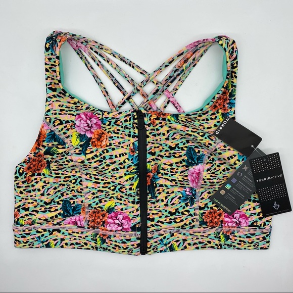 Torrid Women’s Plus Size Jungle Floral Zip Front Sports Bra Size 1X 3X 4X 5X - Picture 8 of 14